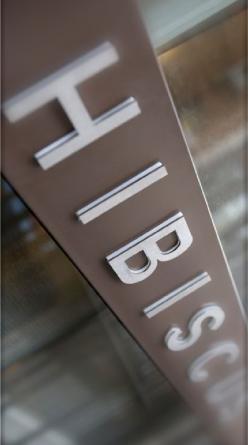 The Hibiscus restaurant sign in Mayfair, London