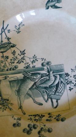 A decorative blue and white china plate