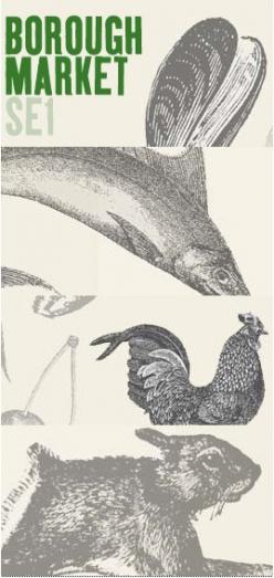 An illustrated Borough Market emblem with vintage animal etchings