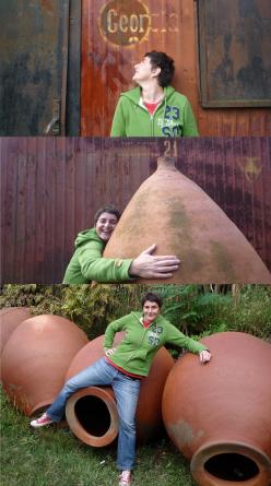 Isabelle Legeron with traditional Georgian qvevri clay wine pots
