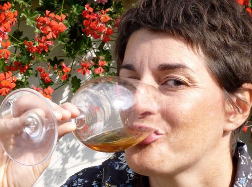 Isabelle Legeron drinking a glass of wine