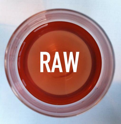 The RAW natural wine fair logo, a glass of wine reading RAW