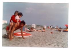 Isabelle Legeron as a child on the beach with her father and big brother